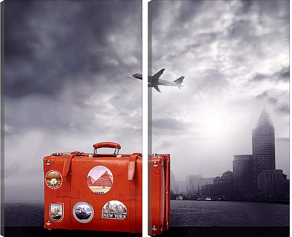 Модульная картина - Красный чемодан