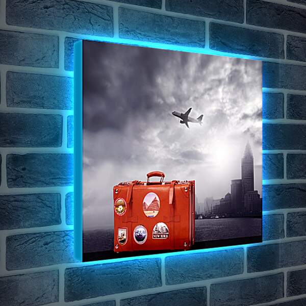 Лайтбокс световая панель - Красный чемодан
