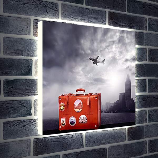 Лайтбокс световая панель - Красный чемодан