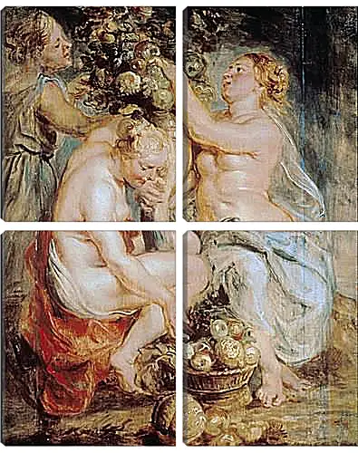 Модульная картина - Ceres and Two Nymphs with a Cornucopia. Питер Пауль Рубенс