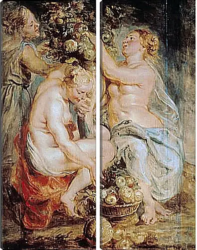 Модульная картина - Ceres and Two Nymphs with a Cornucopia. Питер Пауль Рубенс