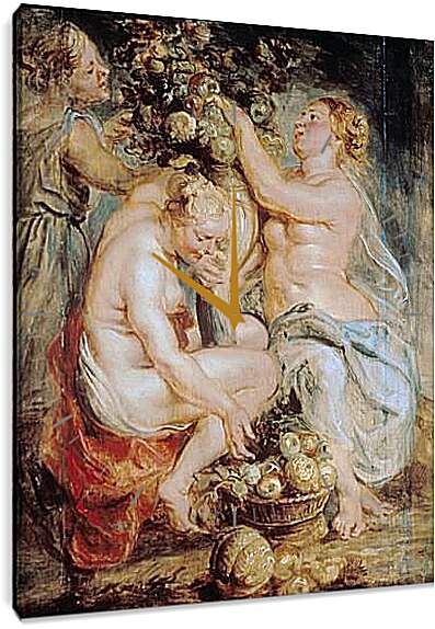 Часы картина - Ceres and Two Nymphs with a Cornucopia. Питер Пауль Рубенс
