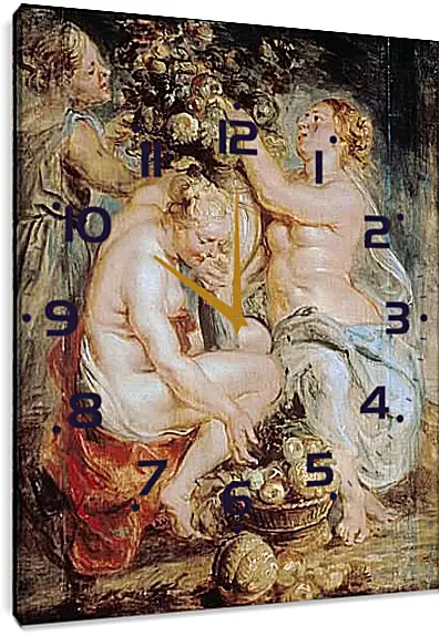 Часы картина - Ceres and Two Nymphs with a Cornucopia. Питер Пауль Рубенс