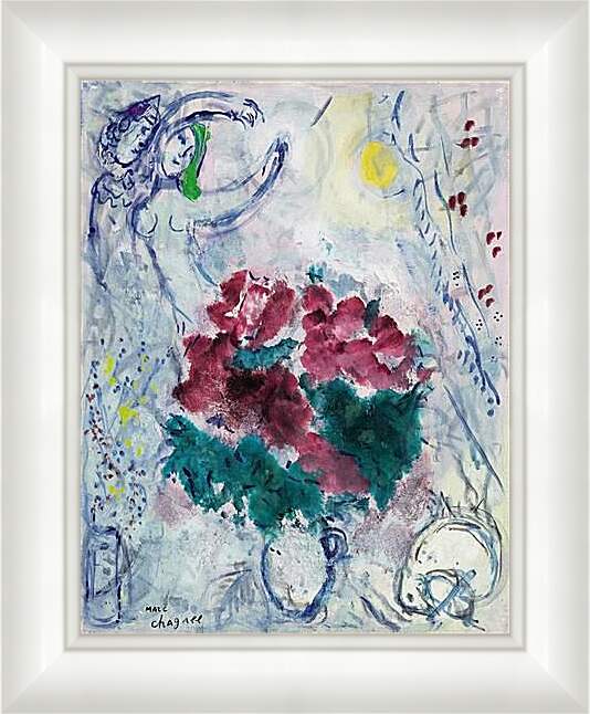 Картина в раме - Danse au bouquet rouge. Марк Шагал