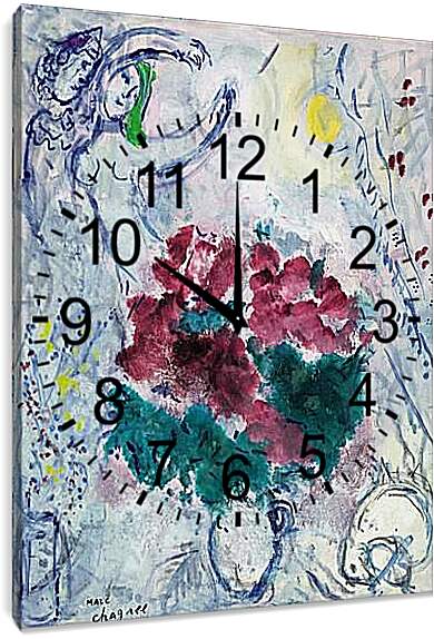 Часы картина - Danse au bouquet rouge. Марк Шагал