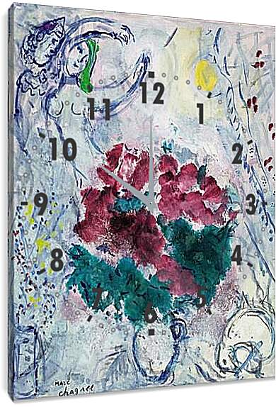 Часы картина - Danse au bouquet rouge. Марк Шагал