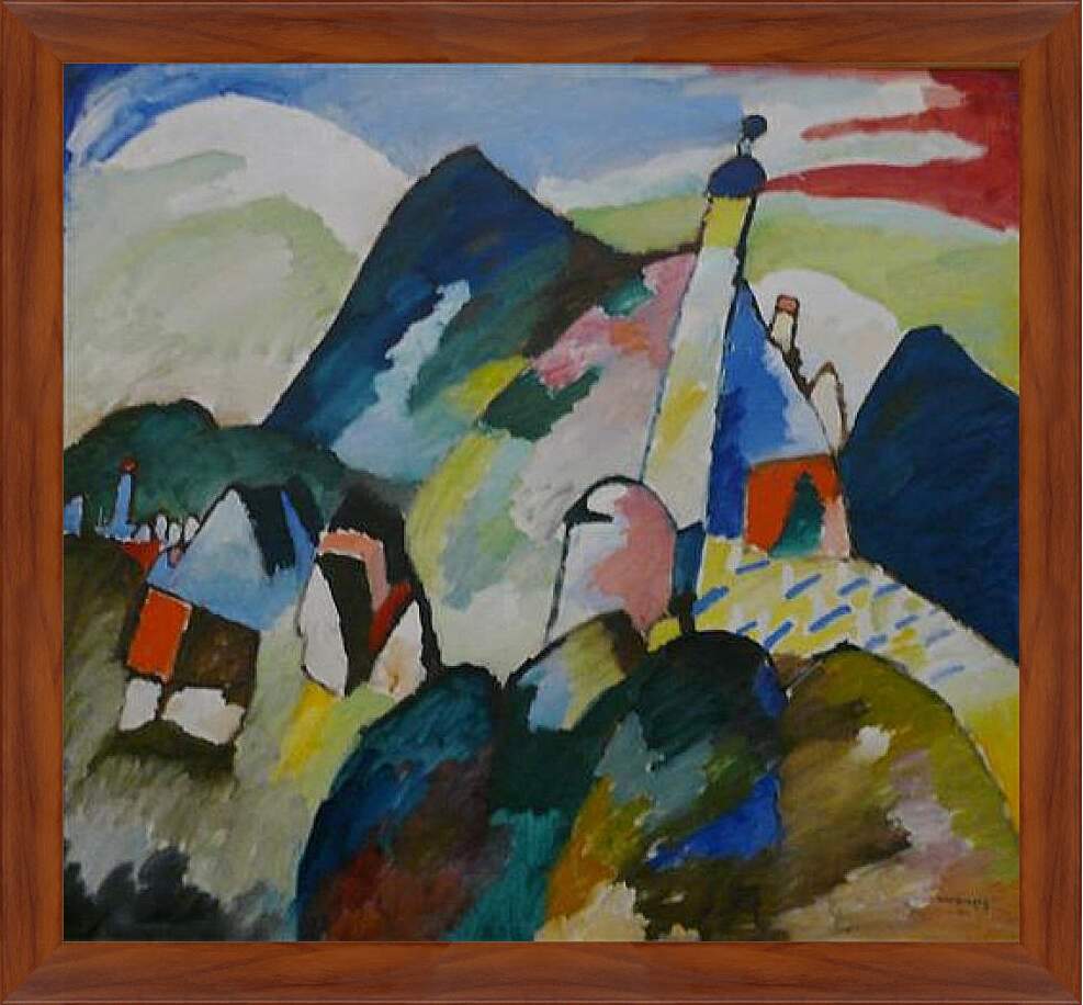 Картина в раме - Schilderij Blick auf Murnau mit Kirche. Кандинский Василий