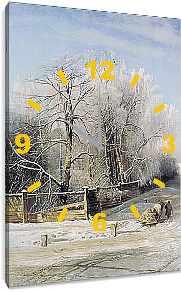 Часы картина - Зимний пейзаж. Саврасов Алексей