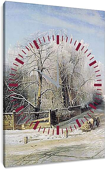 Часы картина - Зимний пейзаж. Саврасов Алексей