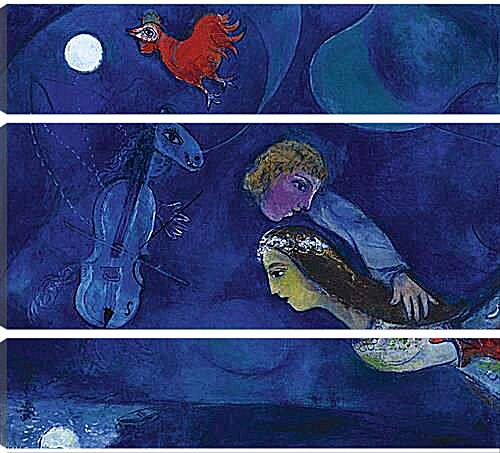 Модульная картина - COQ  ROUGE  DANS  LA  NUIT. (В ночь красного петуха) Марк Шагал