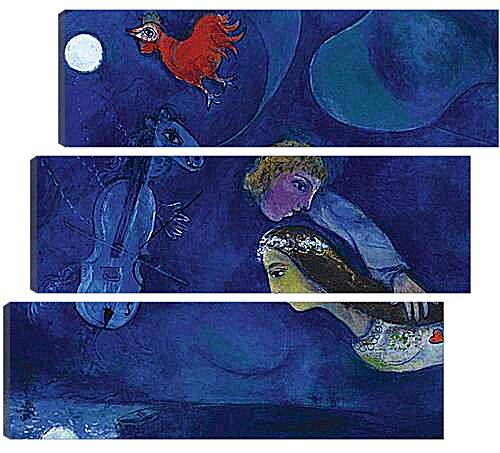 Модульная картина - COQ  ROUGE  DANS  LA  NUIT. (В ночь красного петуха) Марк Шагал