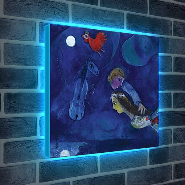 Лайтбокс световая панель - COQ  ROUGE  DANS  LA  NUIT. (В ночь красного петуха) Марк Шагал