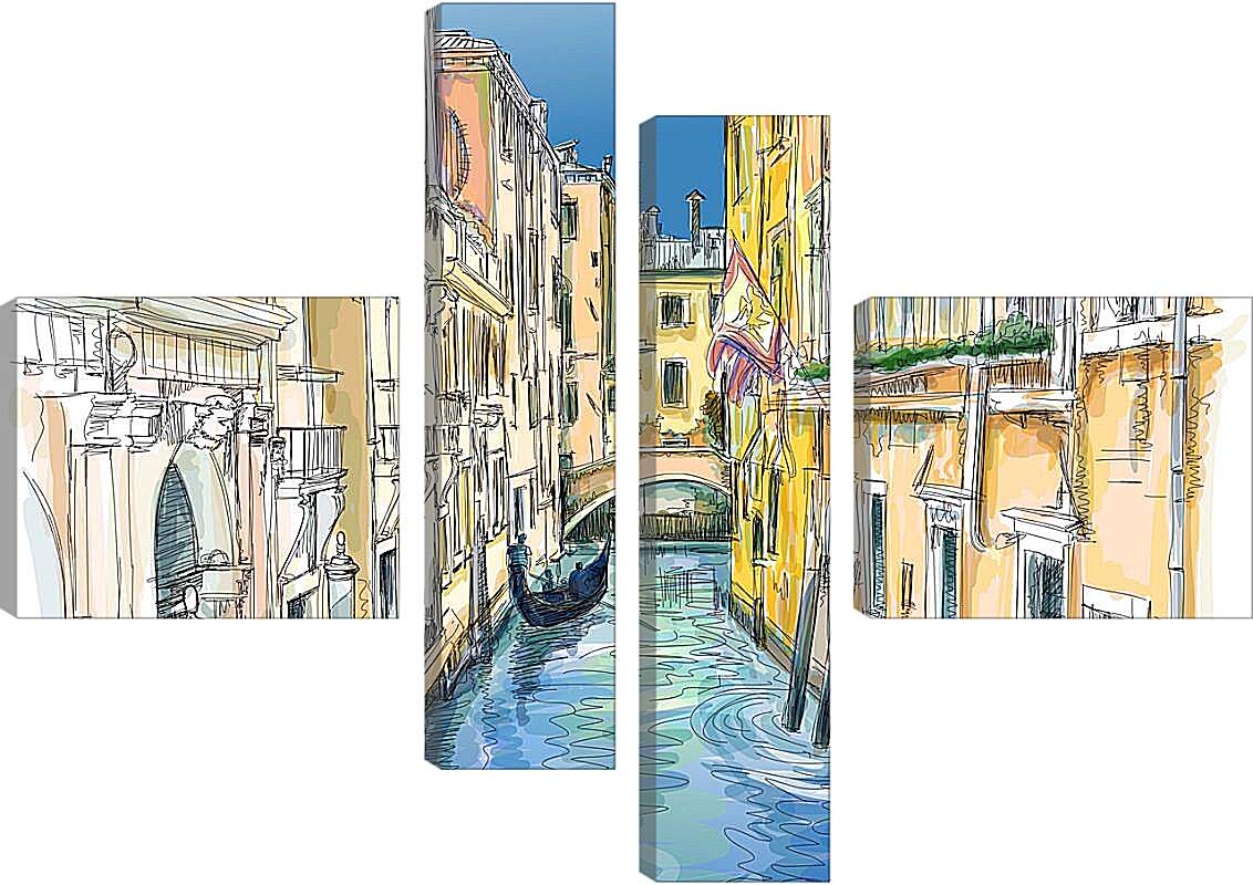 Модульная картина - Улочки Венеции