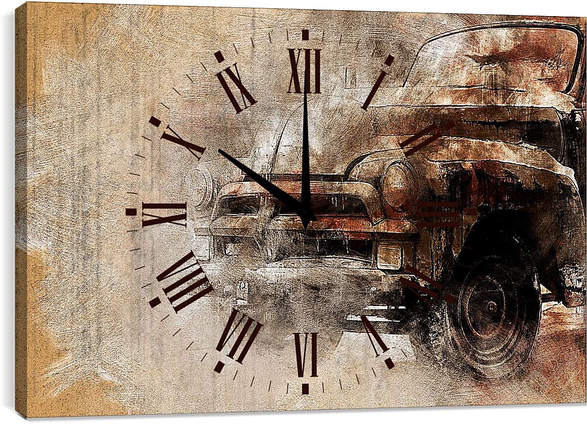 Часы картина - Древний авто
