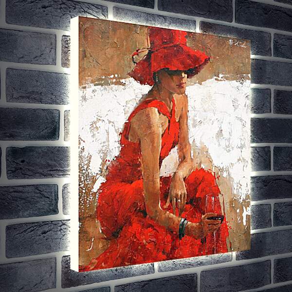 Лайтбокс световая панель - Девушка в красном наряде