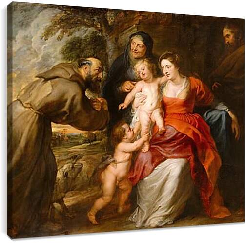 Постер и плакат - Святое семейство со святыми Франциском и Анной и младенцем св. Питер Пауль Рубенс