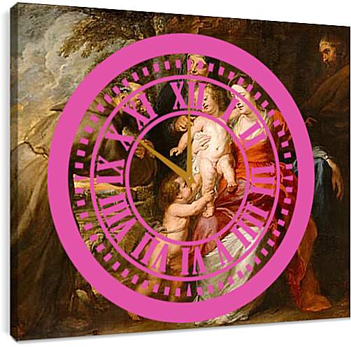 Часы картина - Святое семейство со святыми Франциском и Анной и младенцем св. Питер Пауль Рубенс