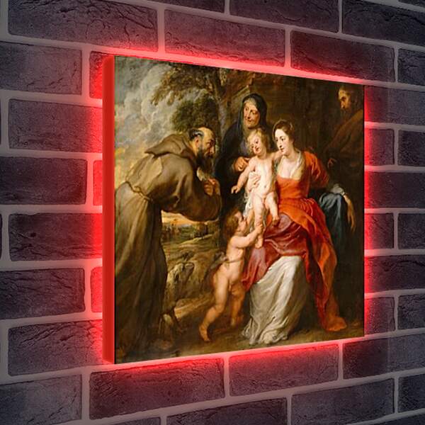 Лайтбокс световая панель - Святое семейство со святыми Франциском и Анной и младенцем св. Питер Пауль Рубенс
