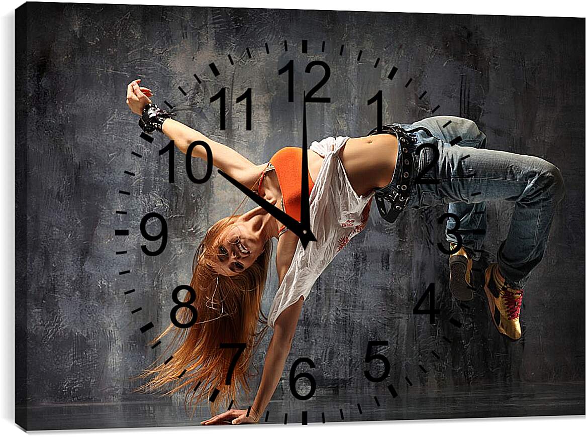 Часы картина - Танцовщица в оранжевом топе