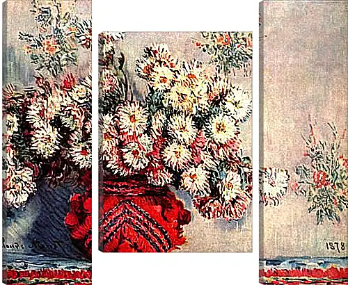 Модульная картина - Still-Life with Chrysanthemums. Клод Моне