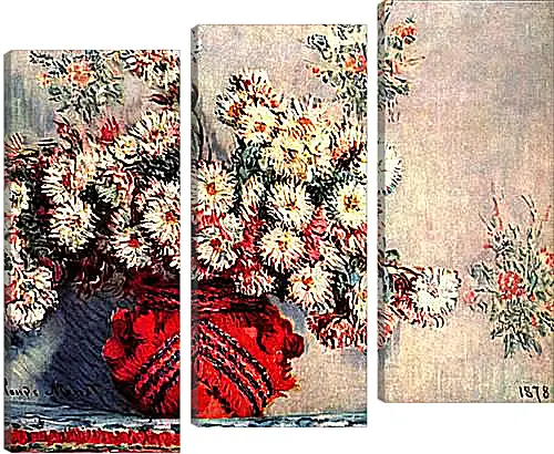 Модульная картина - Still-Life with Chrysanthemums. Клод Моне