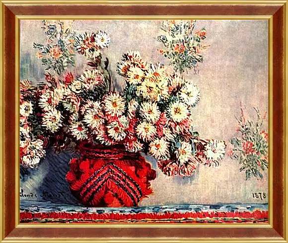 Картина в раме - Still-Life with Chrysanthemums. Клод Моне