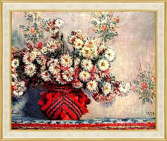 Картина в раме - Still-Life with Chrysanthemums. Клод Моне