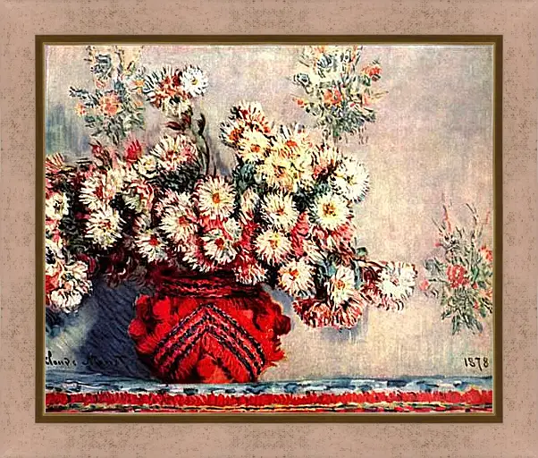 Картина в раме - Still-Life with Chrysanthemums. Клод Моне