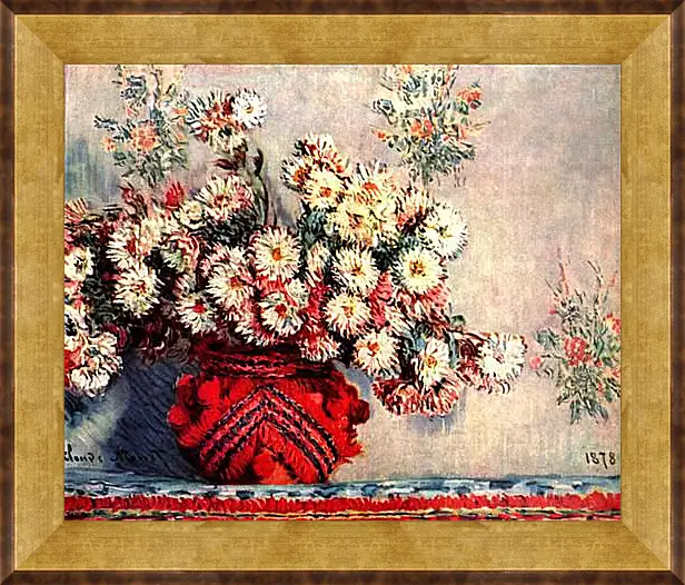 Картина в раме - Still-Life with Chrysanthemums. Клод Моне