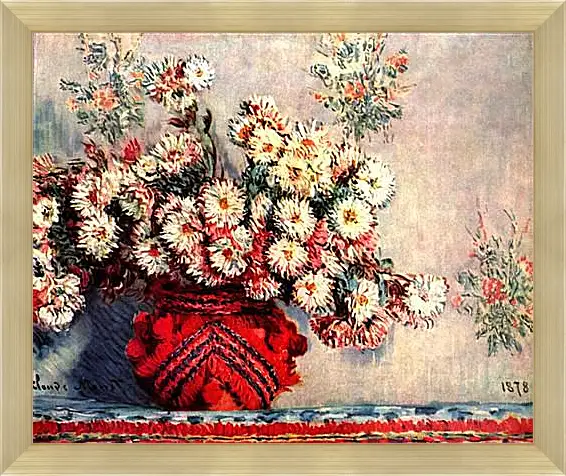 Картина в раме - Still-Life with Chrysanthemums. Клод Моне