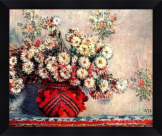 Картина в раме - Still-Life with Chrysanthemums. Клод Моне