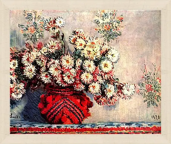 Картина в раме - Still-Life with Chrysanthemums. Клод Моне