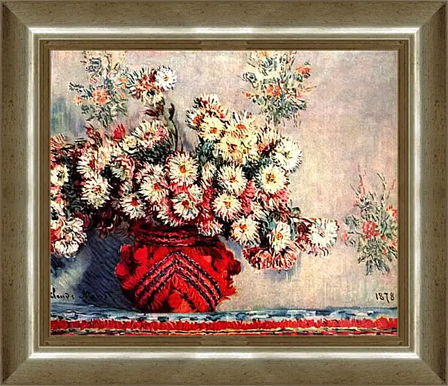 Картина в раме - Still-Life with Chrysanthemums. Клод Моне