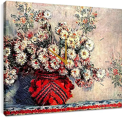 Часы картина - Still-Life with Chrysanthemums. Клод Моне