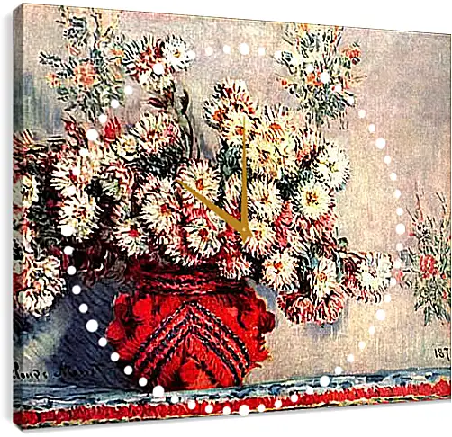 Часы картина - Still-Life with Chrysanthemums. Клод Моне