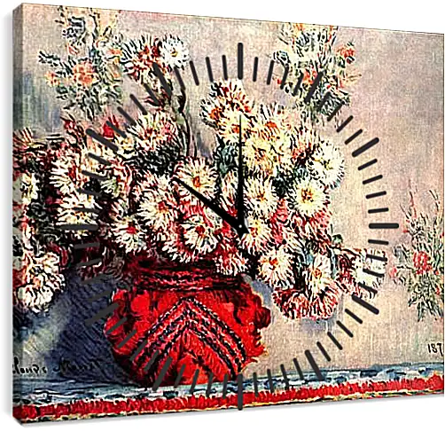 Часы картина - Still-Life with Chrysanthemums. Клод Моне