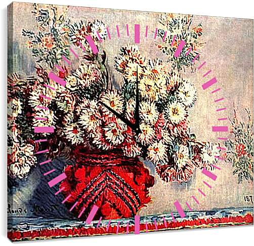 Часы картина - Still-Life with Chrysanthemums. Клод Моне