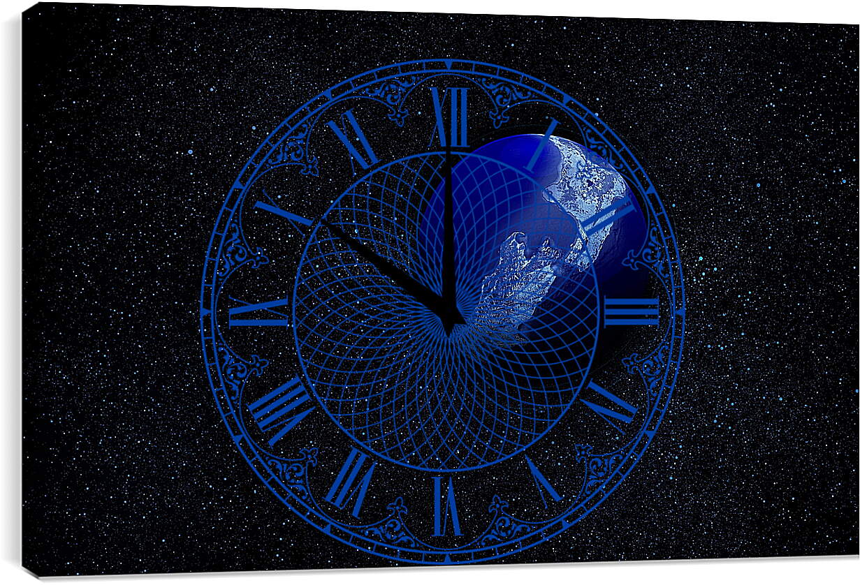 Часы картина - Синяя планета