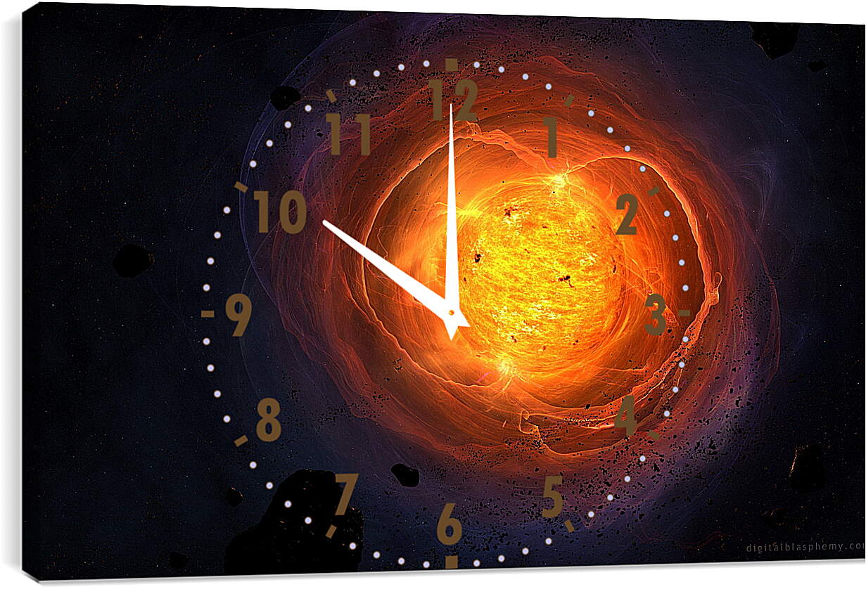 Часы картина - Взрывающаяся планета