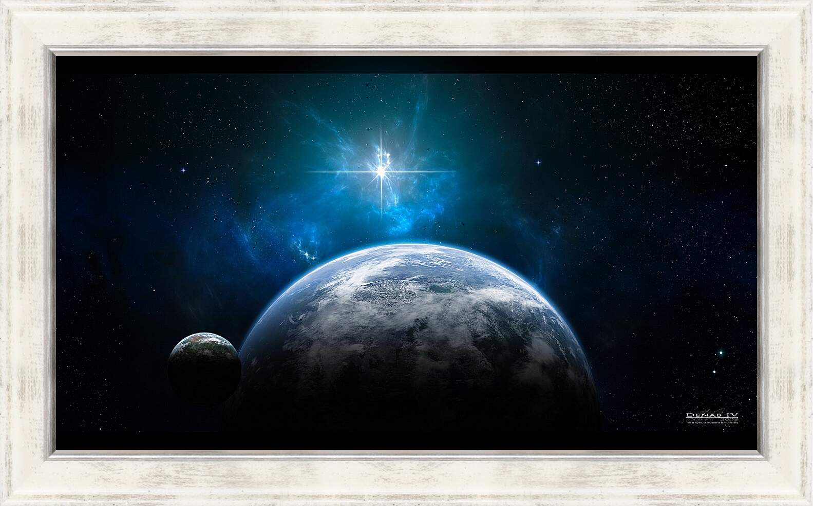 Картина в раме - Планеты и сияющая звезда