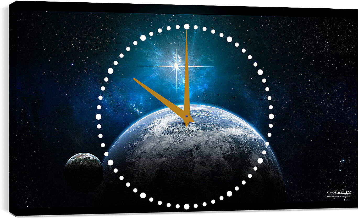 Часы картина - Планеты и сияющая звезда