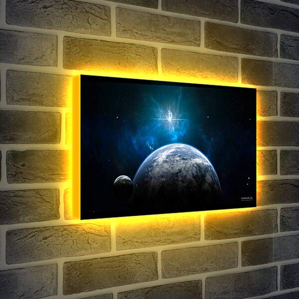 Лайтбокс световая панель - Планеты и сияющая звезда