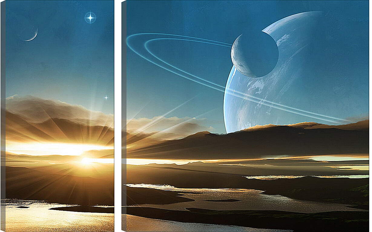 Модульная картина - Сатурн на фоне солнца