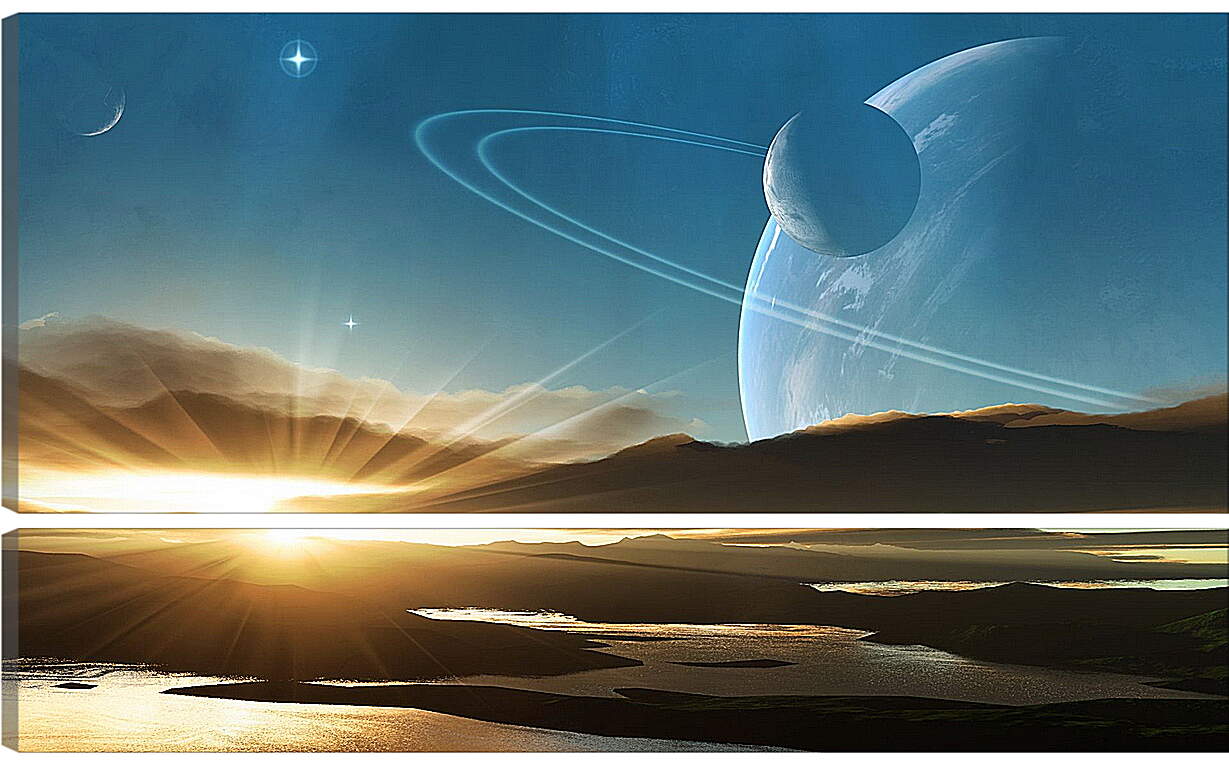 Модульная картина - Сатурн на фоне солнца
