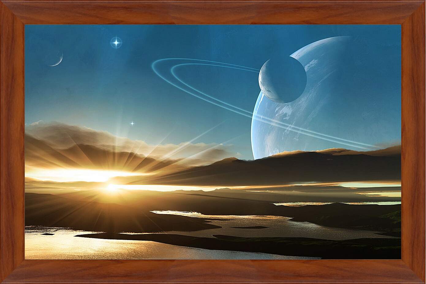 Картина в раме - Сатурн на фоне солнца