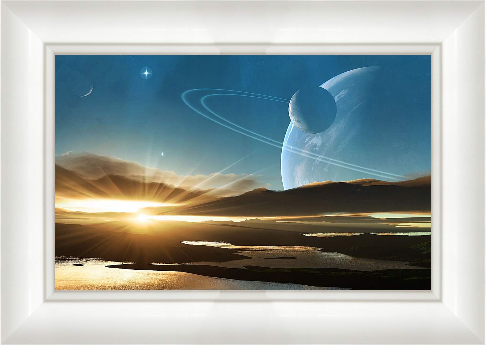 Картина в раме - Сатурн на фоне солнца