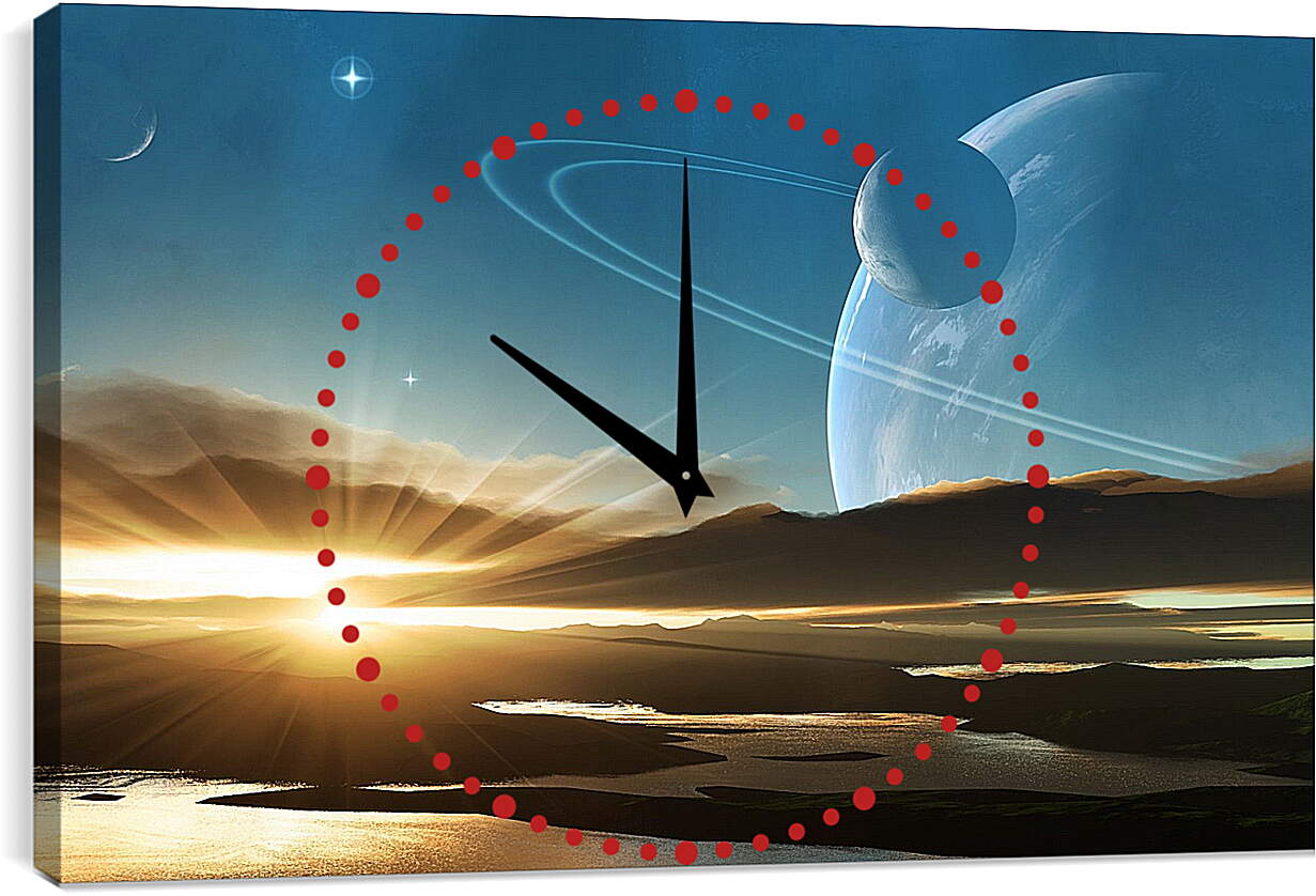 Часы картина - Сатурн на фоне солнца