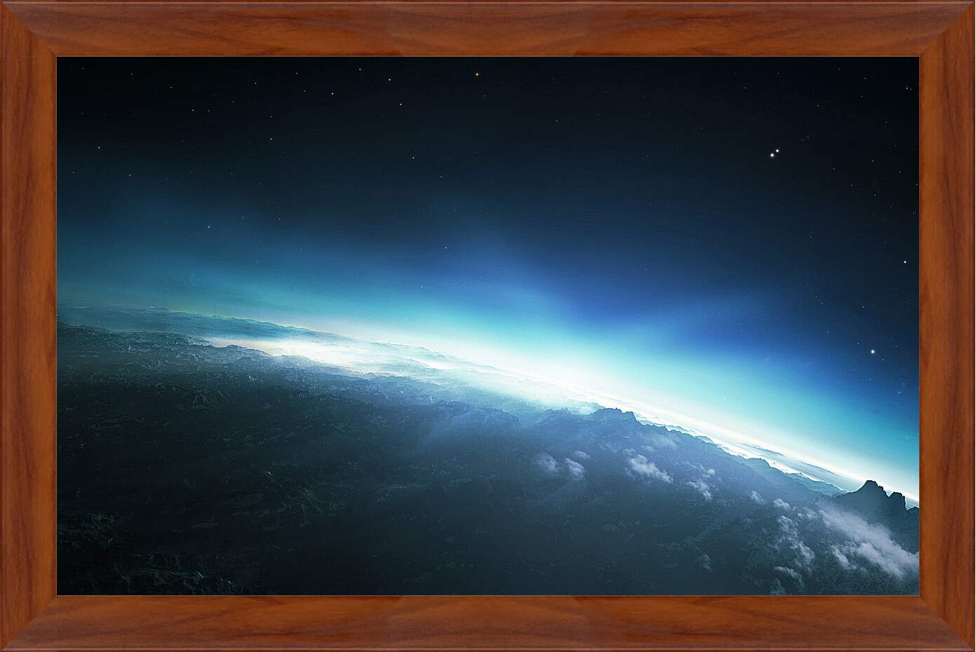 Картина в раме - Восход солнца над неизвестной планетой