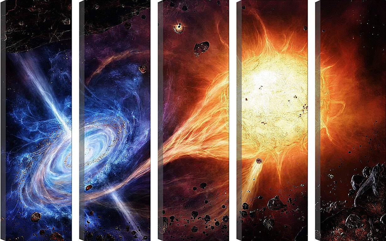 Модульная картина - Микс взрыва сверхновой и спиральной галактики
