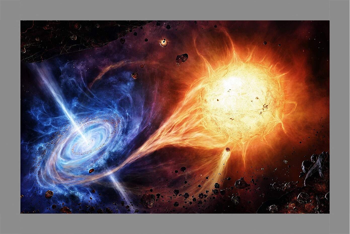 Картина в раме - Микс взрыва сверхновой и спиральной галактики